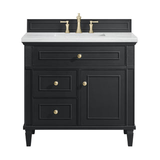 36 Inch Lorelai Freestanding Vanity in Black Onyx / Arctic Fall Top