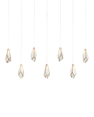 Glace White 7-Light Linear Multi-Drop Pendant