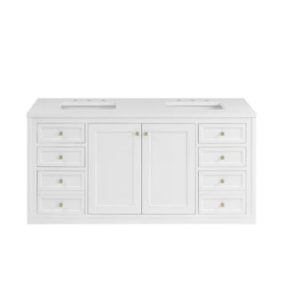 60 Inch Chicago Freestanding Vanity in Glossy White / White Zeus Top