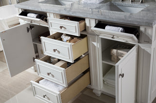 60 Inch Bristol Freestanding Vanity in Bright White / Carrara White Top
