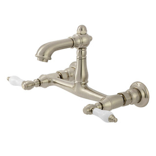 English Country Wall-Mount Bathroom Faucet in Brushed Nickel