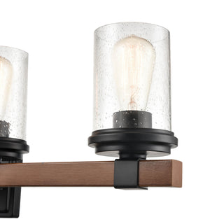Taos 4-Light Vanity Matte Black/Wood Grain