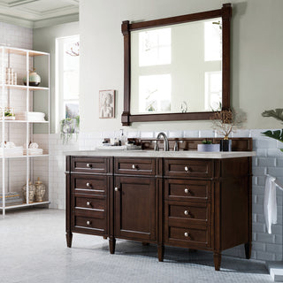 60 Inch Brittany Freestanding Vanity in Burnished Mahogany / Victorian Silver Top