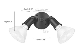 2-Light Security Flood Lights Powder Coated Black