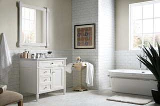 36 Inch Brittany Freestanding Vanity in Bright White / Carrara White Top