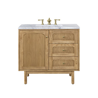 36 Inch Laurent Dual Mount Vanity in Light Natural Oak / Carrara White Top