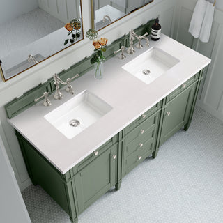 60 Inch Brittany Freestanding Vanity in Smokey Celadon / White Zeus Top