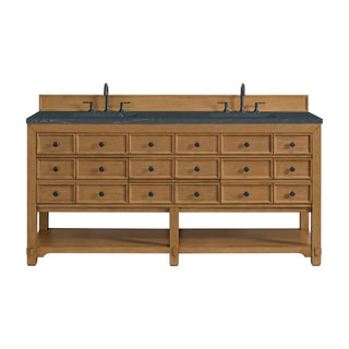 72 Inch Malibu Freestanding Vanity in Amber Birch / Charcoal Soapstone Top