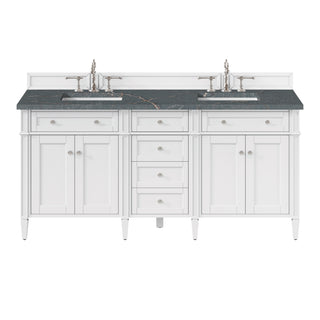 72 Inch Brittany Freestanding Vanity in Bright White / Parisien Bleu Top