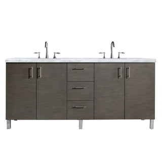 72 Inch Metropolitan Dual Mount Vanity in Silver Oak / Carrara White Top