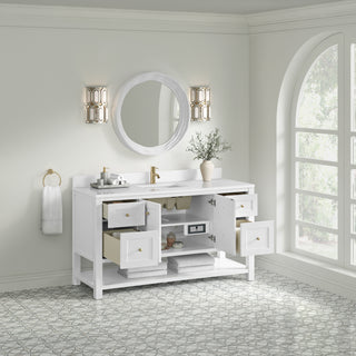 60 Inch Breckenridge Freestanding Vanity in Bright White / White Zeus Top
