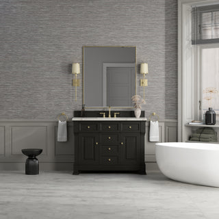 48 Inch Brookfield Freestanding Vanity in Black Onyx / Victorian Silver Top