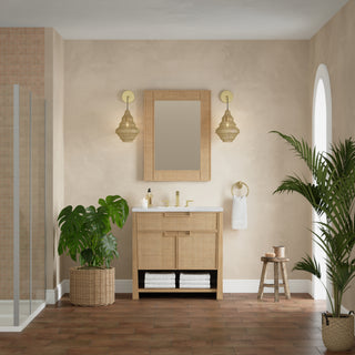 36 Inch Solene Freestanding Vanity in Seaside Oak / Arctic Fall Top