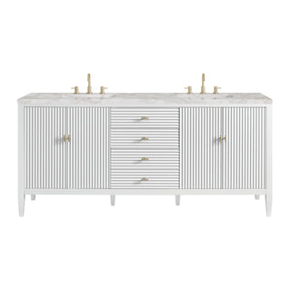 72 Inch Myrrin Freestanding Vanity in Bright White / Victorian Silver Top