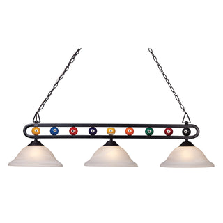 Billiard Motif 51'' Wide 3-Light Linear Chandeliers - Matte Black