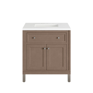 30 Inch Chicago Freestanding Vanity in Walnut Whisper / White Zeus Top