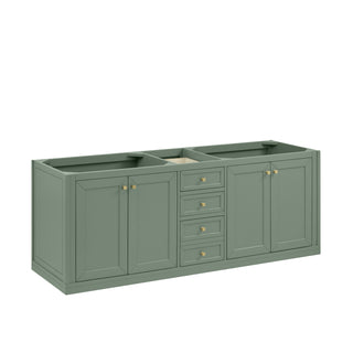 72 Inch Chicago Freestanding Vanity in Smokey Celadon / Eternal Jasmine Pearl Top