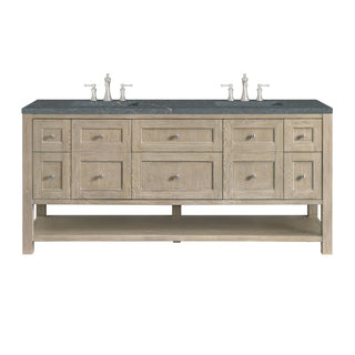 72 Inch Breckenridge Freestanding Vanity in Whitewashed Oak / Parisien Bleu Top