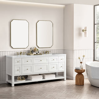 72 Inch Breckenridge Freestanding Vanity in Bright White / Arctic Fall Top