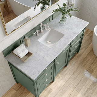 60 Inch Brittany Freestanding Vanity in Smokey Celadon / Carrara White Top