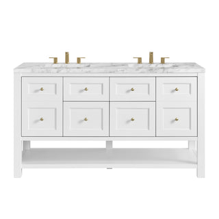 60 Inch Breckenridge Freestanding Vanity in Bright White / Carrara White Top