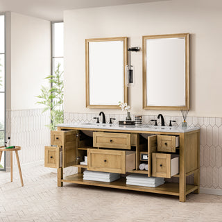 72 Inch Breckenridge Freestanding Vanity in Light Natural Oak / Carrara White Top
