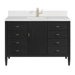 48 Inch Myrrin Freestanding Vanity in Carbon Oak / White Zeus Top