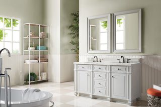 60 Inch Bristol Freestanding Vanity in Bright White / Eternal Jasmine Pearl Top