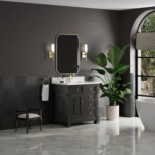 36 Inch Brookfield Freestanding Vanity in Black Onyx / White Zeus Top