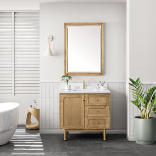 36 Inch Laurent Dual Mount Vanity in Light Natural Oak / White Zeus Top