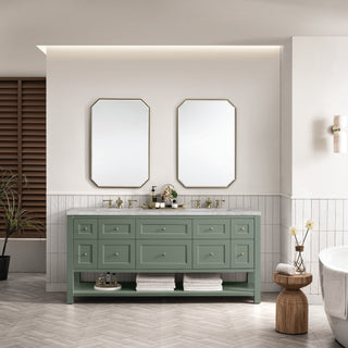72 Inch Breckenridge Freestanding Vanity in Smokey Celadon / Victorian Silver Top