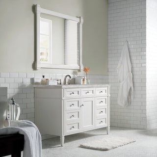 48 Inch Brittany Freestanding Vanity in Bright White / Victorian Silver Top