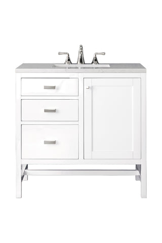 36 Inch Addison Freestanding Vanity in Glossy White / Eternal Jasmine Pearl Top