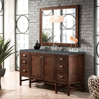 60 Inch Addison Freestanding Vanity in Mid-Century Acacia / Parisien Bleu Top