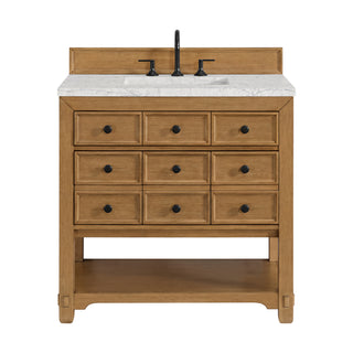 36 Inch Malibu Freestanding Vanity in Amber Birch / Eternal Jasmine Pearl Top