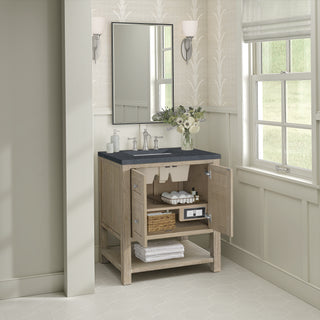 30 Inch Breckenridge Freestanding Vanity in Whitewashed Oak / Charcoal Soapstone Top