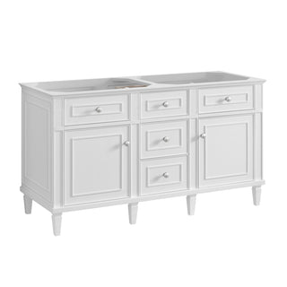 60 Inch Lorelai Freestanding Vanity in Bright White / Eternal Jasmine Pearl Top