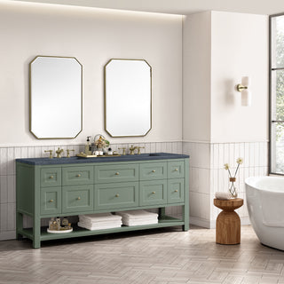 72 Inch Breckenridge Freestanding Vanity in Smokey Celadon / Charcoal Soapstone Top