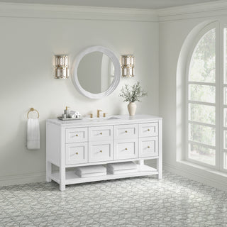 60 Inch Breckenridge Freestanding Vanity in Bright White / Arctic Fall Top