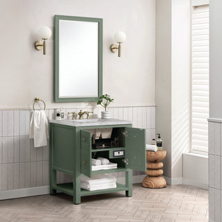 30 Inch Breckenridge Freestanding Vanity in Smokey Celadon / Victorian Silver Top