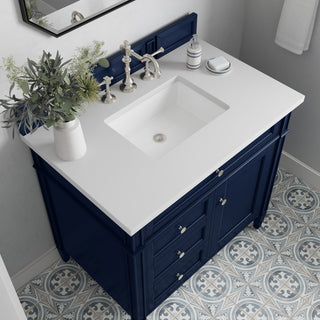 36 Inch Brittany Freestanding Vanity in Victory Blue / White Zeus Top