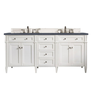 72 Inch Brittany Freestanding Vanity in Bright White / Charcoal Soapstone Top