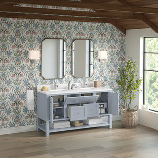 60 Inch Breckenridge Freestanding Vanity in Serenity Blue / White Zeus Top