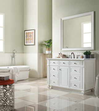 48 Inch Bristol Freestanding Vanity in Bright White / Ethereal Noctis Top
