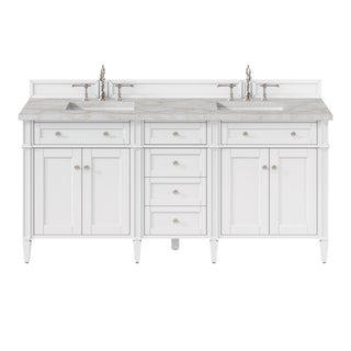 72 Inch Brittany Freestanding Vanity in Bright White / Victorian Silver Top