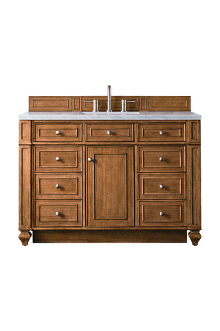48 Inch Bristol Freestanding Vanity in Saddle Brown / Carrara White Top
