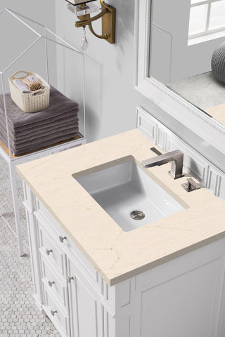 30 Inch Bristol Freestanding Vanity in Bright White / Eternal Marfil Top