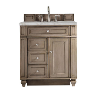 30 Inch Bristol Freestanding Vanity in Whitewashed Walnut / Victorian Silver Top