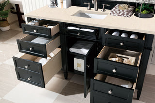 60 Inch Brittany Freestanding Vanity in Black Onyx / Eternal Marfil Top