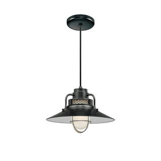 R Series 1-Light Cord Hung Railroad Shade Satin Black